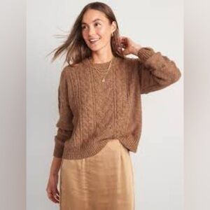 Old Navy Heathered Cable-Knit Sweater Tan